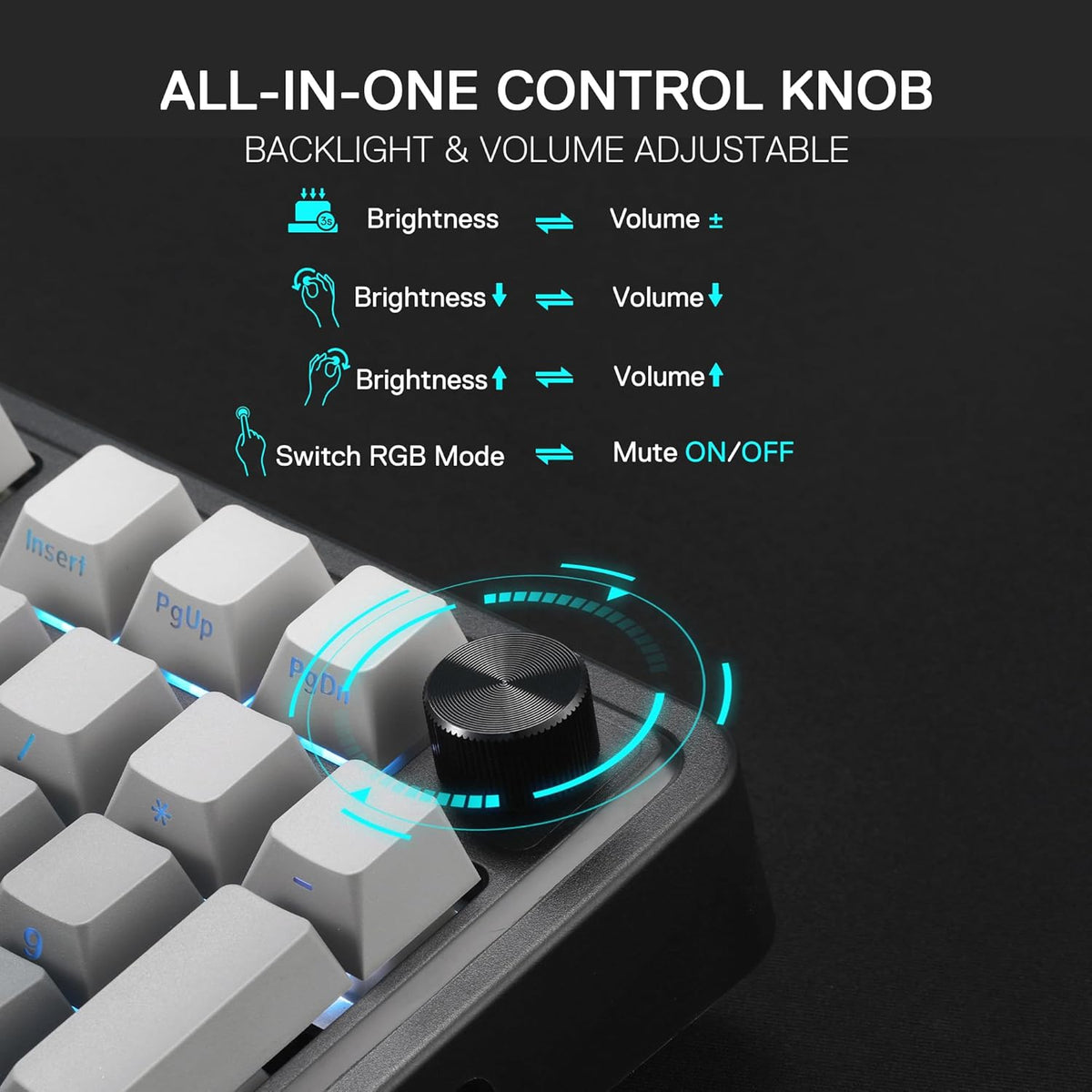 Redragon K686 PRO 98 Keys Wireless Gasket RGB Gaming Keyboard, 3-Modes Anime Mechanical Keyboard w/Hot-Swap Socket, Dedicated Knob Control & Sound Absorbing Pads, Custom Hi-Fi Linear Switch - PuriLite