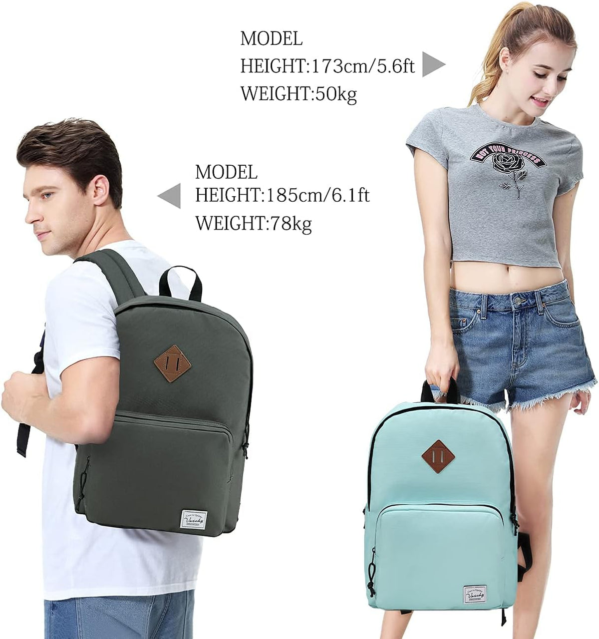 VASCHY Lightweight School Backpack for Women with Sleeve for 14" Laptop - PuriLite