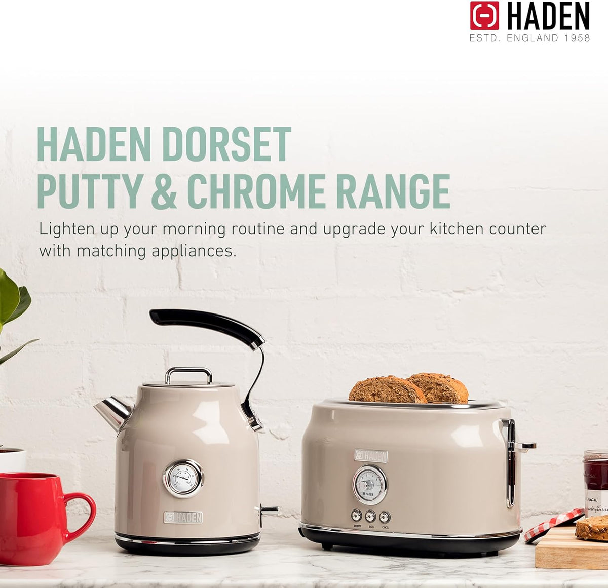 Haden Dorset 75083 Stainless Steel 1500W Retro Toaster 4 Slice Wide Slot w/Removable Crumb Tray and Settings, Black/Copper Toasters w/Adjustable Browning Control, Smart Toaster - PuriLite