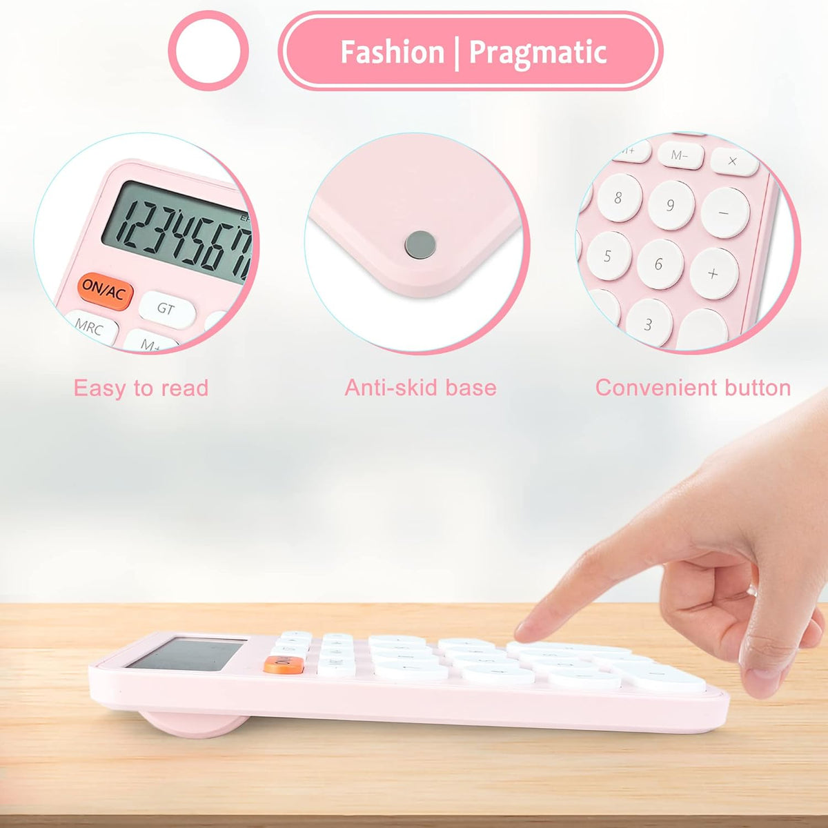 VEWINGL Mechanical Switch Calculator, 12 Digit Large LCD Display and Buttons, Great for Everyday Life and Basic Office Work, with Battery - PuriLite