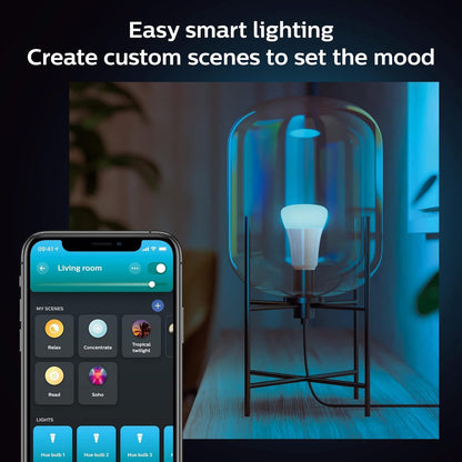 Philips Hue White and Colour Ambiance A19 E26 LED Smart Bulb, Bluetooth & Zigbee Compatible (Hue Hub Optional), Works with Alexa & Google Assistant A Certified for Humans Device (562785),3 Pack - PuriLite