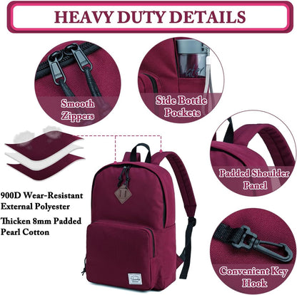 VASCHY Lightweight School Backpack for Women with Sleeve for 14" Laptop - PuriLite