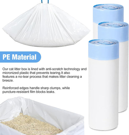 Cat Litter Box Liners, 120 Count Large Cat Litter Bags Thickened Cat Litter Waste Receptacles Bags Automatic Self Cleaning Cat Litter Box Liner, Universal Compatible for Most Litter Boxs - PuriLite