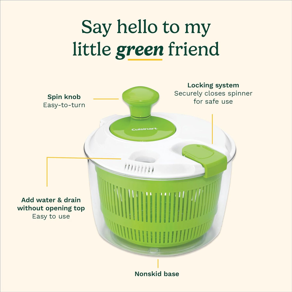 Cuisinart Salad Spinner with Easy-to-Spin Knob (CTG-00-SASC) - PuriLite