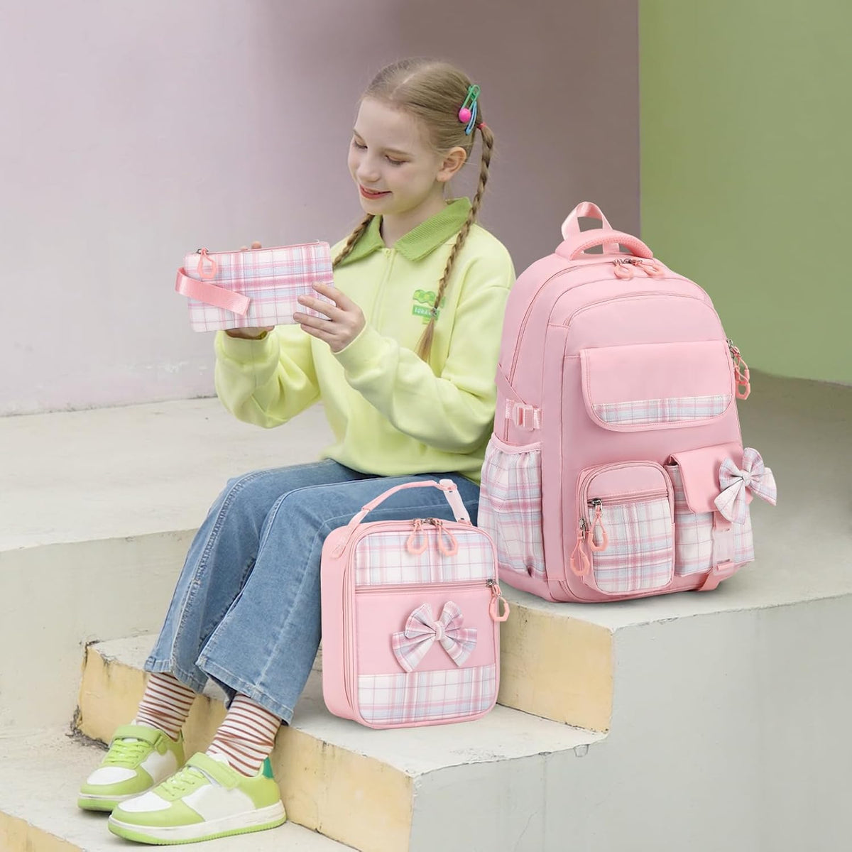 ACESAK Girls Backpack - 3PCS Backpack for Girls Cute School Backpacks for Girls Kindergarten - PuriLite
