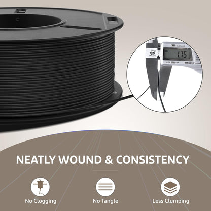 ELEGOO Rapid PETG Filament 1.75mm Black 1KG, 3D Printer Filament Max 600 mm/s High Speed Printing, Dimensional Accuracy +/- 0.02 mm Fit Most FDM Printer 1kg Cardboard Spool - PuriLite