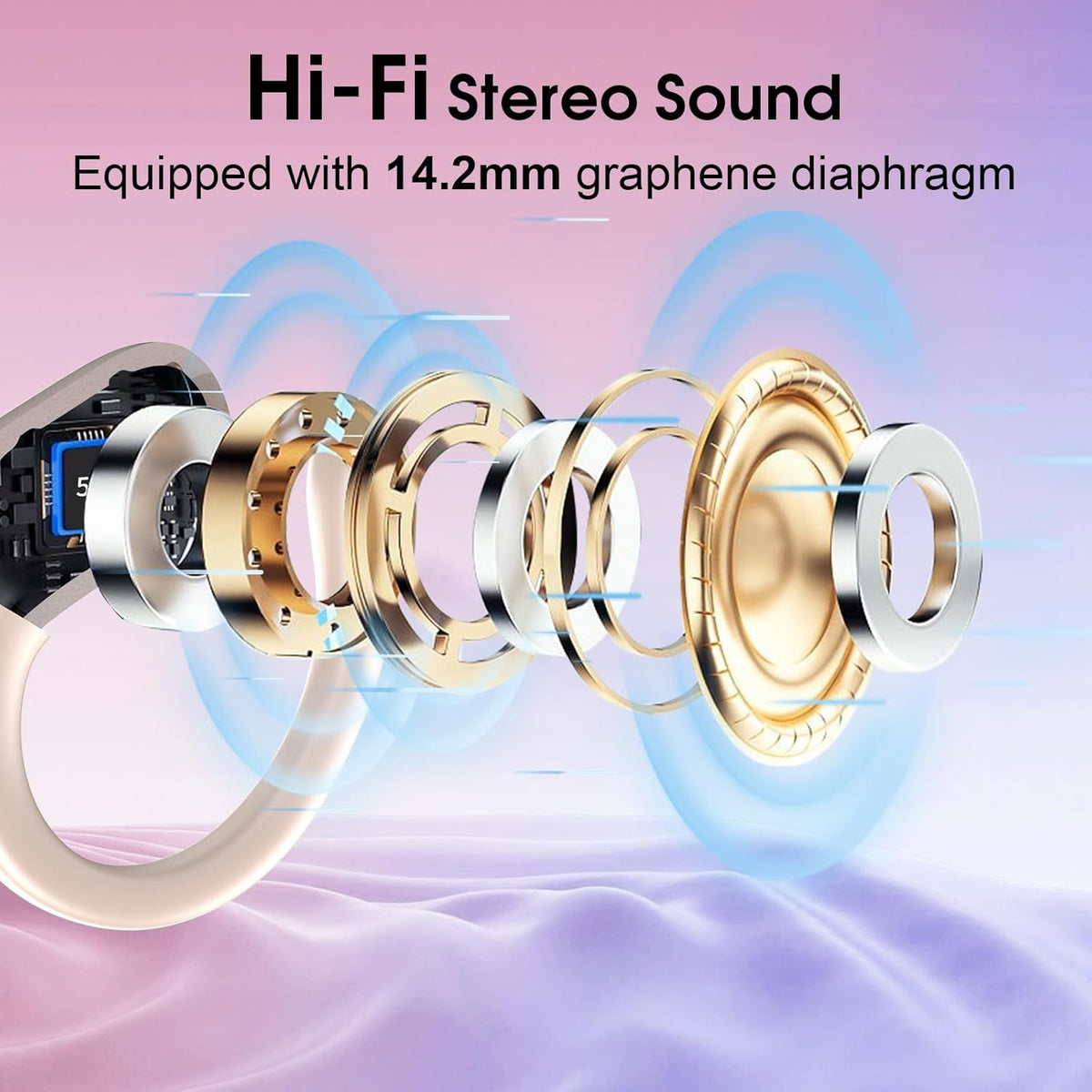 STECEi Wireless Earbuds 75hrs Bluetooth 5.4 Headphone Sport, Bluetooth Earbuds HiFi Stereo Over Ear Bud with Earhooks, ENC Noise Cancelling Mic, IP7 Waterproof Wireless Earphone for Workout/Running - PuriLite