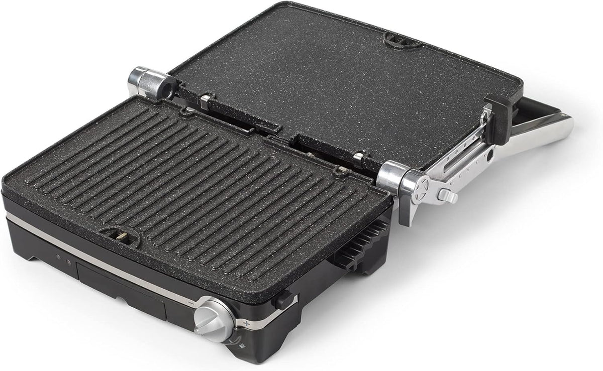 Starfrit The Rock Panini Press - Rock.Tec Non-Stick Reversible Plate - Opens 180 Degrees - Adjustable Temperate Control - PuriLite