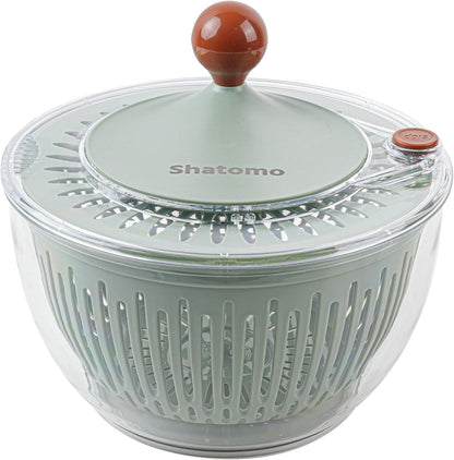 Shatomo Salad Spinner, Large 5L Easy to Use Lettuce Spinner, Fruit and Vegetable Spinner with Non-Slip Base, Drain and Stop Button - PuriLite