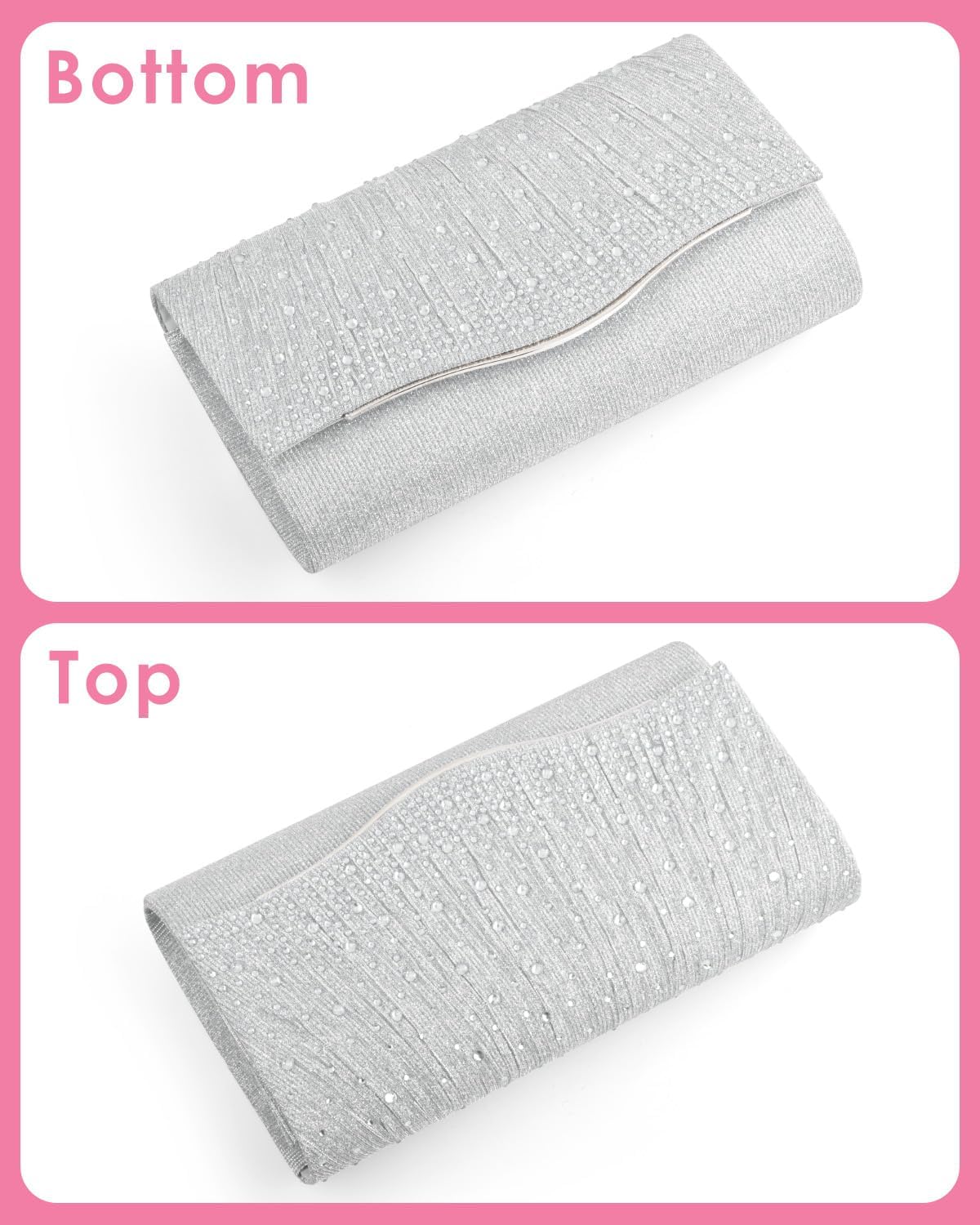Formal Clutch Purses for Women Evening, Cocktail Clutch Bags Sparkling Shoulder Envelope Party Handbags - PuriLite