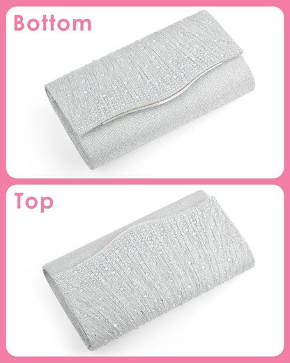 Formal Clutch Purses for Women Evening, Cocktail Clutch Bags Sparkling Shoulder Envelope Party Handbags - PuriLite