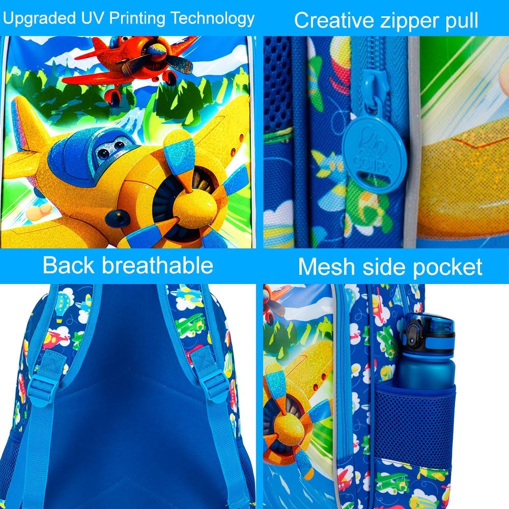 3pcs Backpack for Boys and Girls, 16” Kids Kindergarten Bookbag with Lunch Box, Cute Elementary Backpacks for Boy Girl - PuriLite