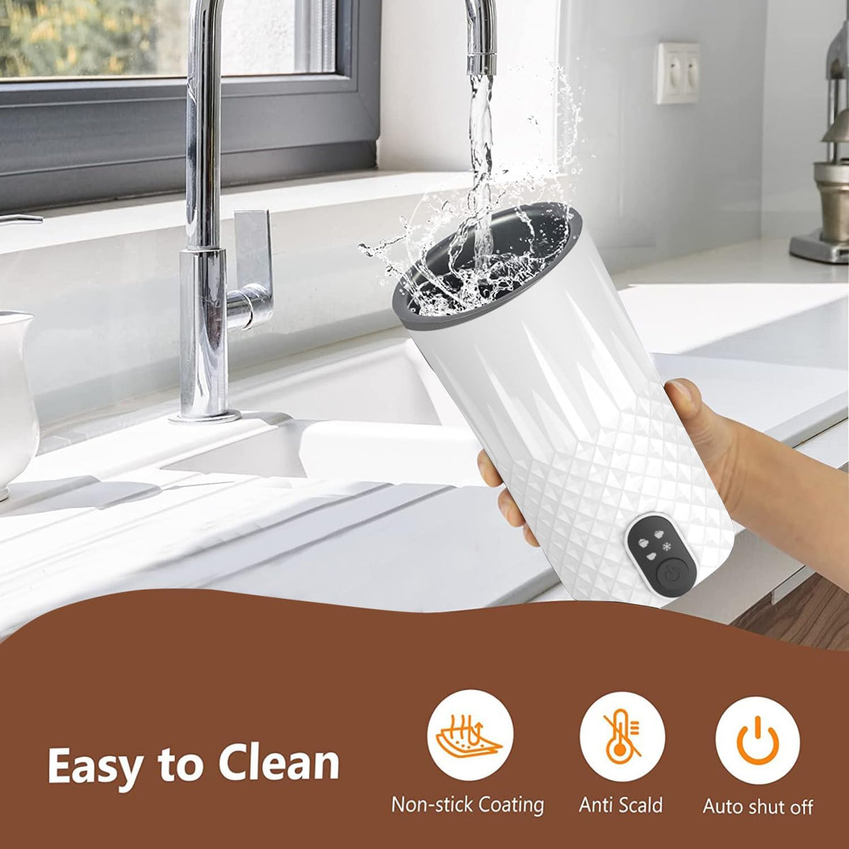 Milk Frother Electric,FLEVO 4 in 1 Automatic Milk Frother,240ml Hot&Cold Milk Foamer,with Temperature Control for Latte,Cappuccinos,Macchiato,Silent Operation - PuriLite