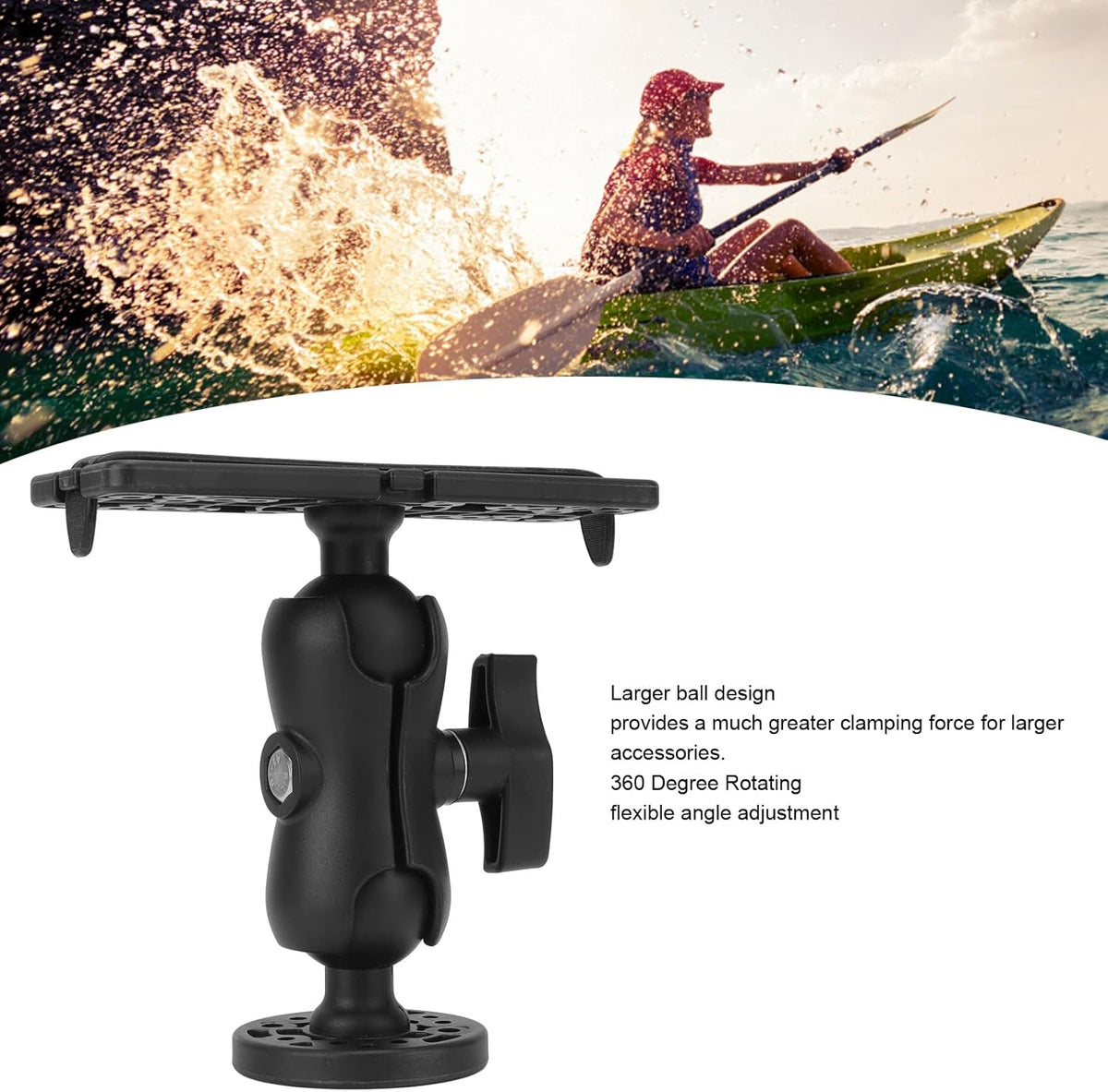 Fish Finder Mounting Base, Adjustable Fish Finder Bracket,Universal Mounting Plate Portable Kayak Accessories Navigation Full Set Fish Finder Mount Base for Boat Canoe Kayak Garmin Livescope Pole - PuriLite