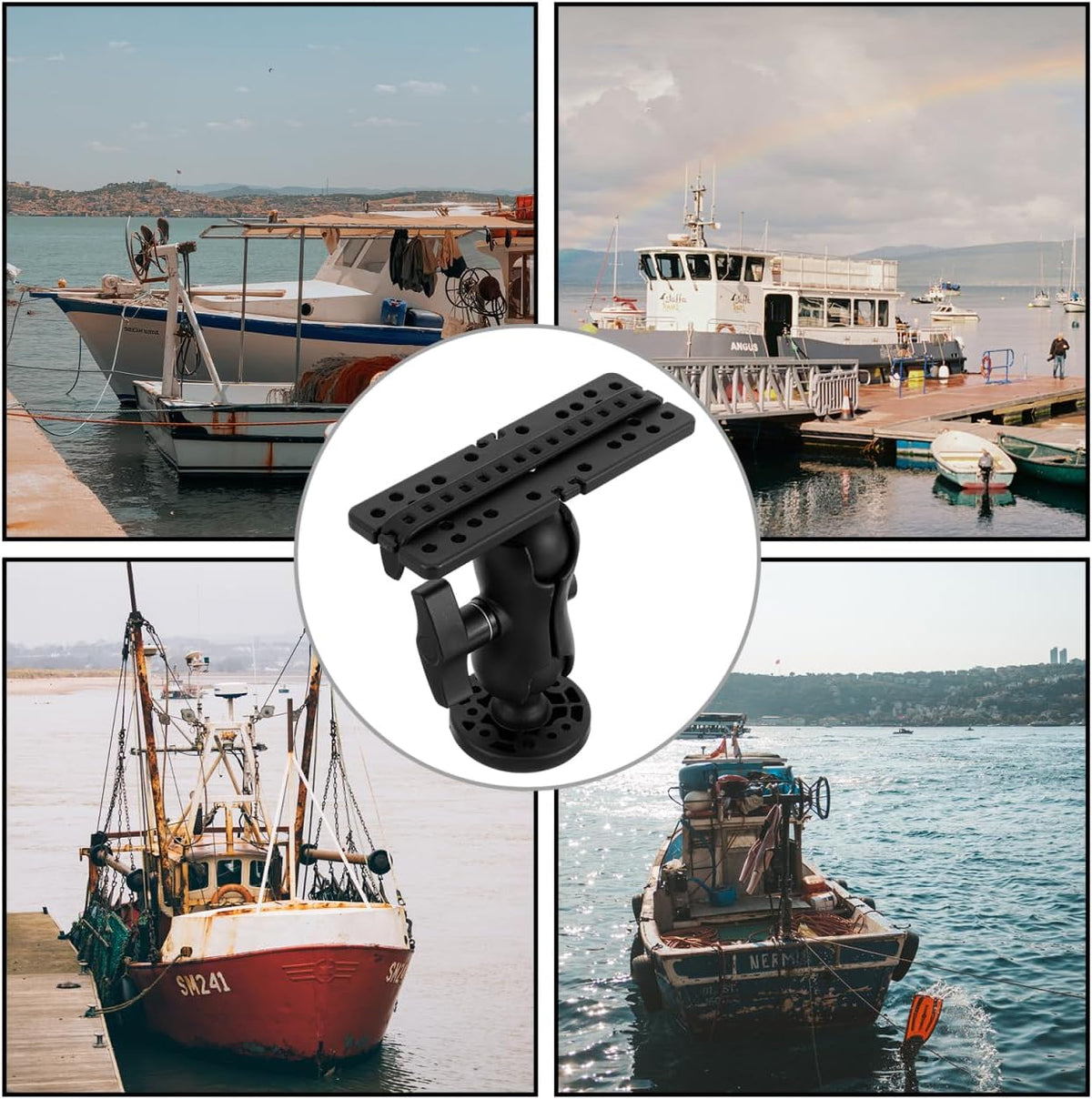 Multifunctional Fish Finder Rack Platform Adjustable Fish Finder Bracket for Kayak and Boat Navigation Easy Install Nylon and Silicone Holder - PuriLite