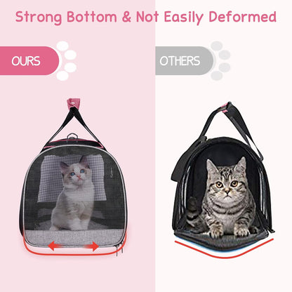 BurgeonNest Cat Carriers for Medium Cats Under 25 lbs, Pet Carrier for Cats with Unique Side Bag,Top Load Small Pet Carrier Soft-Sided Escape Proof with 4 Ventilated Windows - PuriLite