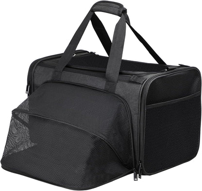 Alioth Cat Carrier, Soft-Sided Mesh Pet Airline Travel Carrier Bag, Portable Small Medium Cats Carrier, Collapsible Breathable Puppy Carrier, Black - PuriLite
