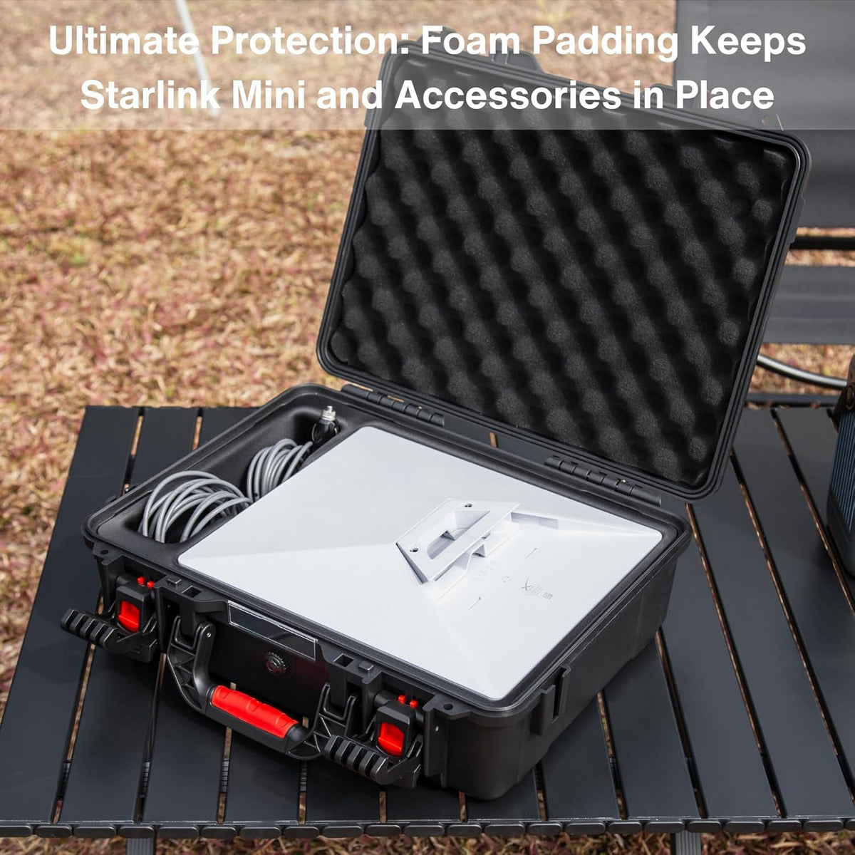 Steinwhale IP67 Waterproof Storage Case for Starlink Mini, Built with Waterproof Seal and Safe Latch System, Protective Hard Case with Foam Padding Keep Dish Safe, Portable for Travel and Outdoor Use - PuriLite