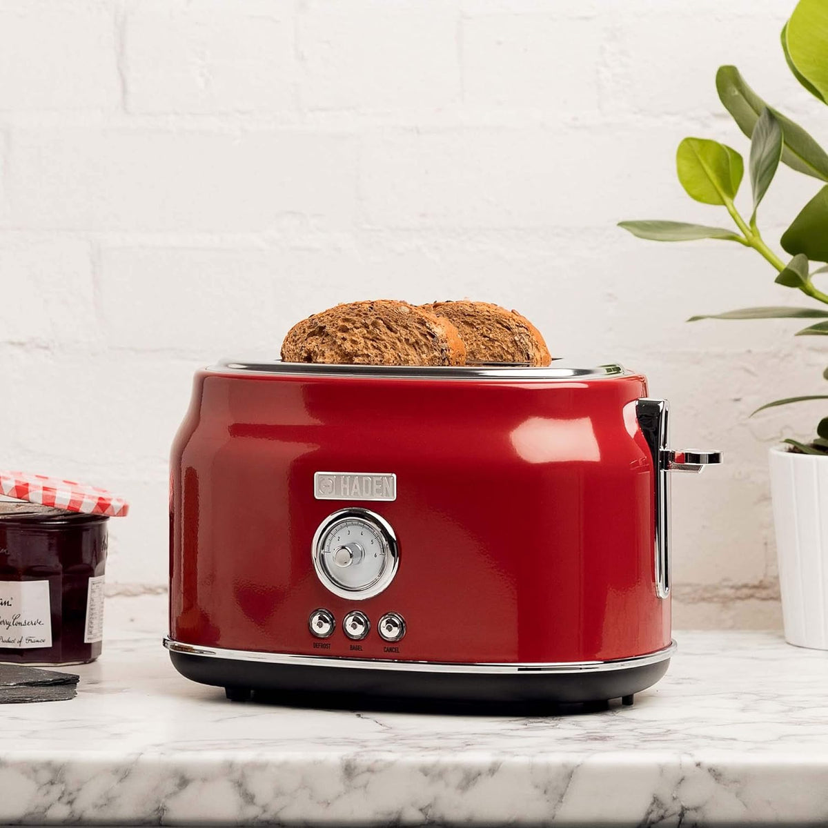 Haden Dorset 75083 Stainless Steel 1500W Retro Toaster 4 Slice Wide Slot w/Removable Crumb Tray and Settings, Black/Copper Toasters w/Adjustable Browning Control, Smart Toaster - PuriLite