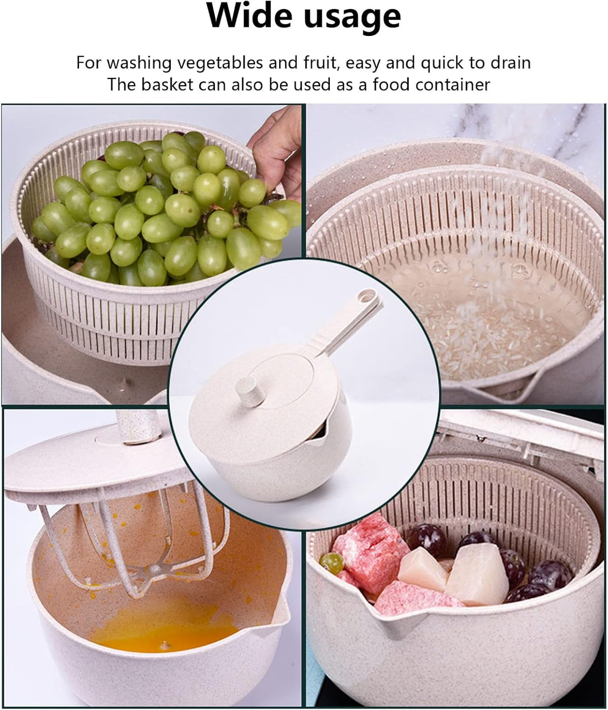Salad Spinner,Multifunction Vegetable Washer with Handle and Drain Basket Suitable for Home and Kitchen - PuriLite