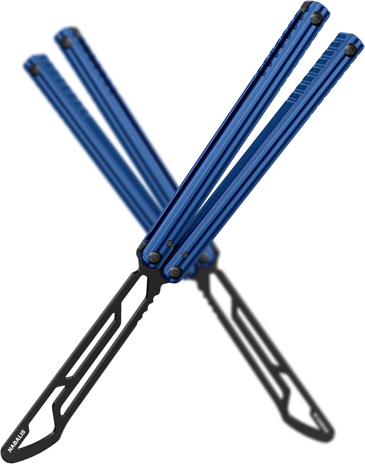 Nabalis Impulse Butterfly Knife Balisong Trainer for Practicing Flipping, Blunt Practice, No Edge Tool，Lightweight，Blue - PuriLite