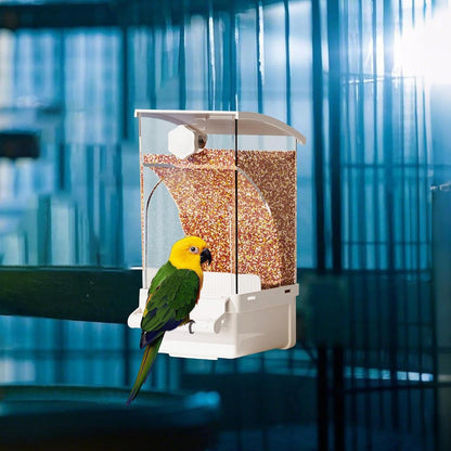 Automatic Bird Feeder for Cage, Pet Supplies for Cockatiels, Parrots, Cockatoos, Canaries, Parakeets, Conures, Parrot(White)