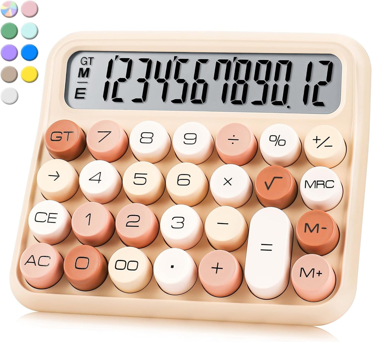 VEWINGL Mechanical Switch Calculator, 12 Digit Large LCD Display and Buttons, Great for Everyday Life and Basic Office Work, with Battery - PuriLite