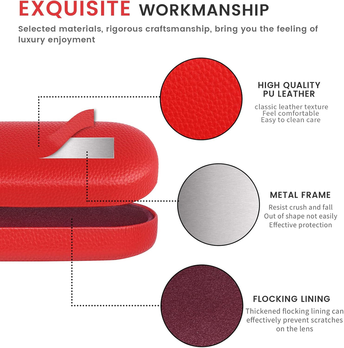 molshine Hard Shell Leather Sunglasses Case,Classic Large Glasses Case for Women Men,Sunglass Eyeglasses - PuriLite