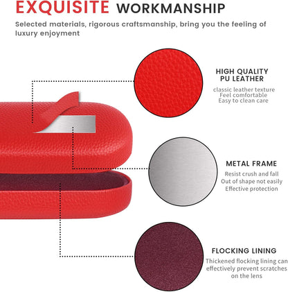 molshine Hard Shell Leather Sunglasses Case,Classic Large Glasses Case for Women Men,Sunglass Eyeglasses - PuriLite