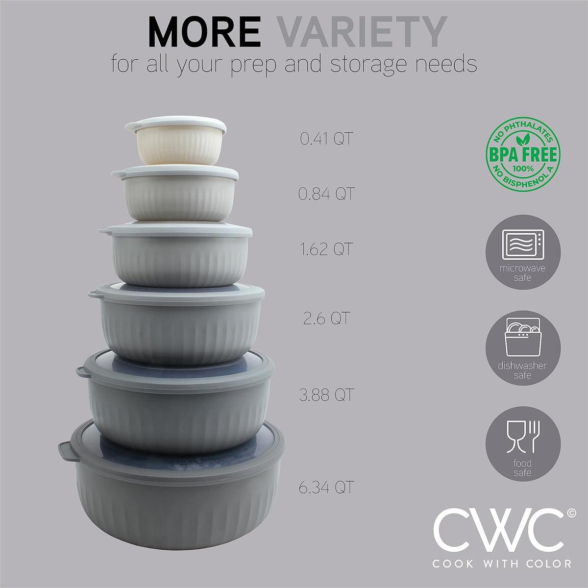 COOK WITH COLOR Prep Bowls with Lids- 8 Piece Nesting Plastic Small Mixing Bowl Set with Lids (Teal Ombre) - PuriLite