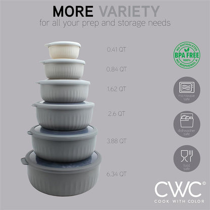 COOK WITH COLOR Prep Bowls with Lids- 8 Piece Nesting Plastic Small Mixing Bowl Set with Lids (Teal Ombre) - PuriLite