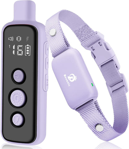 Bousnic Shock Collar for Dogs - Waterproof Rechargeable Dog Electric Training Collar with Remote for Small Medium Large Dogs with Beep, Vibration, Safe Shock Modes (8-120 Lbs) (Grey) - PuriLite