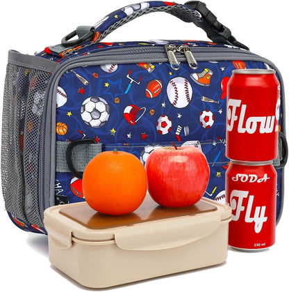 FlowFly Kids Lunch Box Insulated Soft Bag Mini Cooler Back to School Thermal Meal Tote Kit for Girls, Boys, Black - PuriLite
