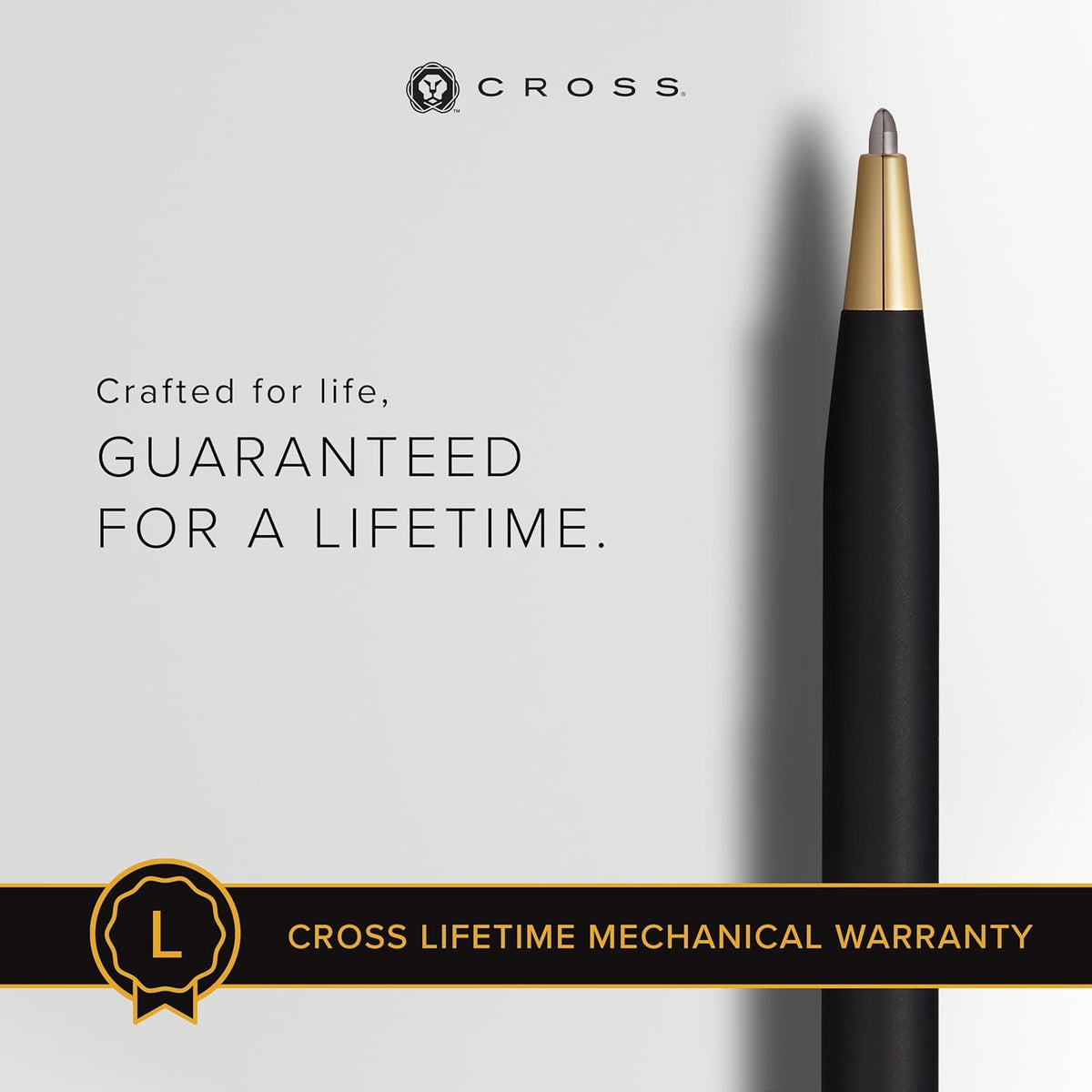 Cross Classic Century Classic Black Ballpoint Pen with 23 Karat Gold Plated Appointments (2502) - PuriLite