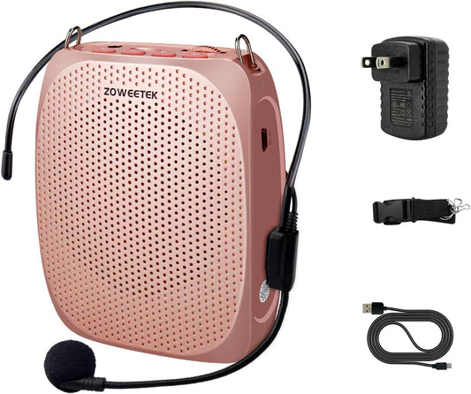 ZOWEETEK Voice Amplifier with Microphone Headset,1800mAh Rechargeable Portable Amplifier for Teachers, Tour Guide,Yoga,Fitness, Training, Meeting,Classroom - PuriLite