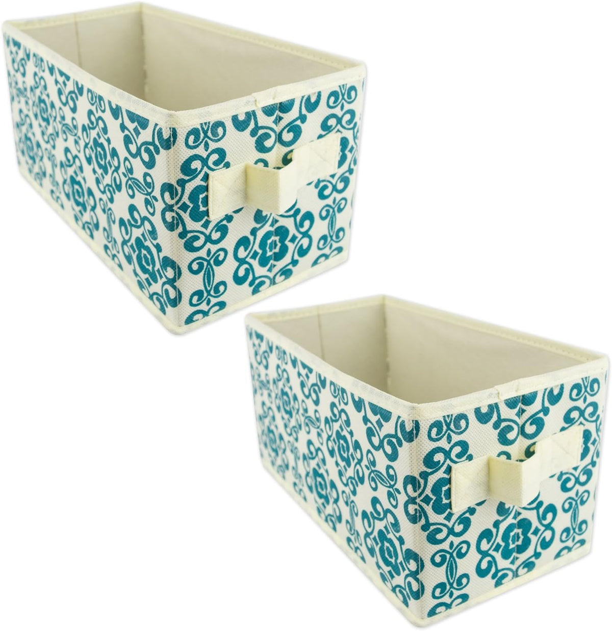 DII Foldable Fabric Storage Containers for Nurseries, Offices, Closets, Home Decor, Cube Organizers & Everyday Storage Needs, (Large - 11 x 11 x 11) Scroll Nautical Blue - Set of 2 - PuriLite