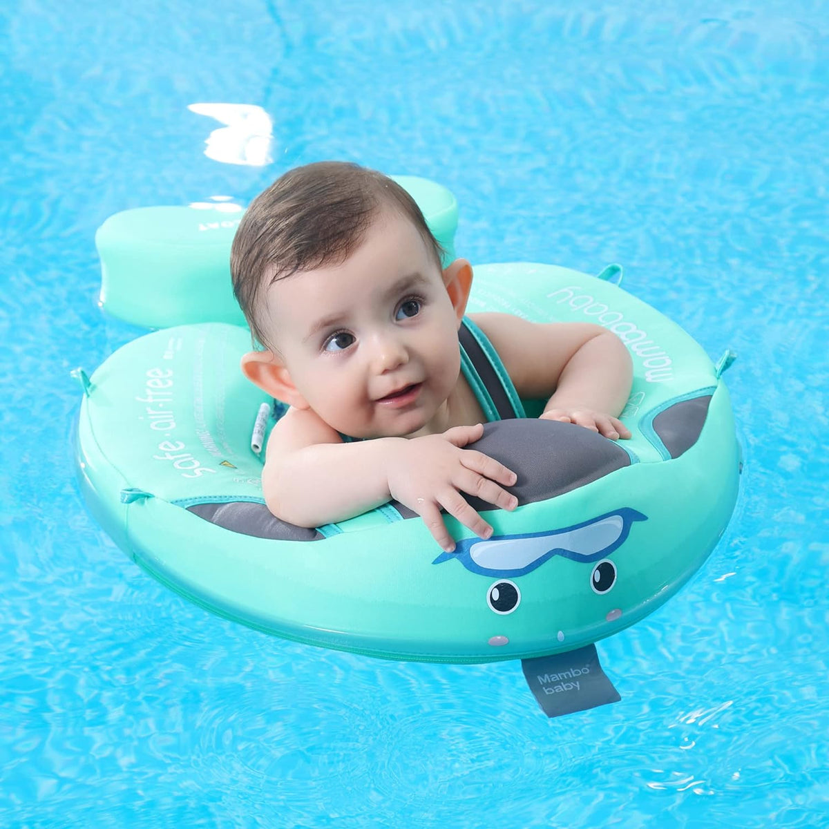 Mambobaby Baby Swim Float with Canopy, Non-Inflatable Solid Baby Float, Upgrade Soft Skin-Friendly Material Infant Swim Float - PuriLite