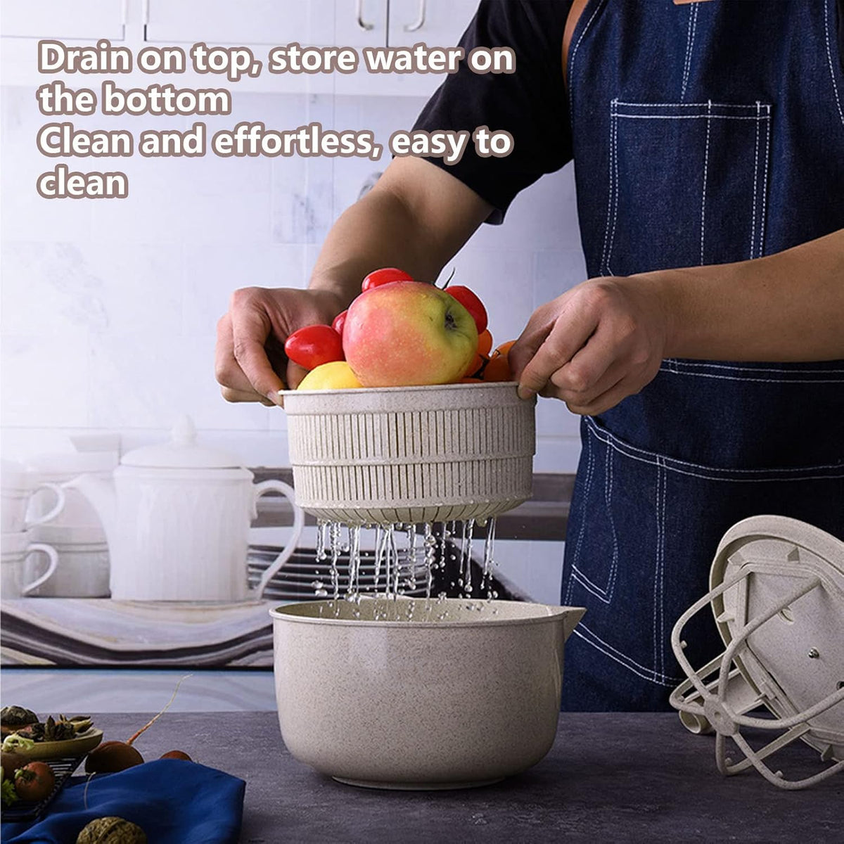 Small Salad Spinner Multipurpose Vegetable Washer with Handle Lettuce Dryer Salad Tools Spinners Drain Basket for Home Kitchen - PuriLite