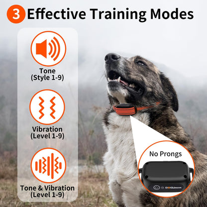 DOGLinsen No Shock Dog Training Collar with Remote 3300ft Range, Vibrating Dog Collar, Vibration Collar for Small Medium Large Dogs, 9 Style Tones and Vibration Collar - PuriLite