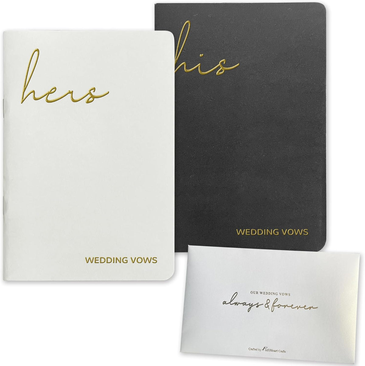 WeddingGiftsWedding Vow Books His and Hers Soft Touch Gold Foil Engraving Vow Books Wedding Essentials Wedding Accessories(TR-HH-Black) - PuriLite