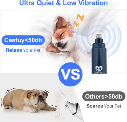 Casfuy Dog Nail Grinder with LED Light - Upgraded 2-Speed Electric Pet Nail Trimmer Powerful Painless Paws Grooming & Smoothing for Small Medium Large Dogs & Cats (Purple) - PuriLite