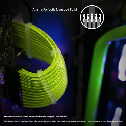 LINKUP - 30cm Super Soft and Flexible PSU Cable Extension Sleeved Custom Mod GPU PC Braided w/Comb Kit | 1 x 24 P (20+4) | 2 x 8 P (4+4) CPU | 2 x 8 P (6+2) GPU Set | 300mm - Blackgreen - PuriLite