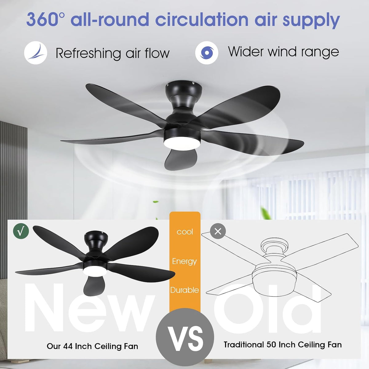 Modern Ceiling Fans with Lights Remote/APP Control, 29" Flush Mount Ceiling Fans with 3 CCT Dimmable Lights, Low Profile Ceiling Fans with 5 Propeller Blades LED Lights for Kids Room Bedroom, Brown - PuriLite