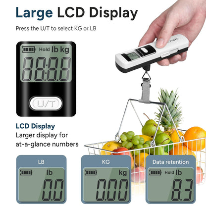 travel inspira Luggage Scale Battery-Free, Portable Handheld Digital Suitcase Scale for Travelling, 110lbs/50kg - PuriLite
