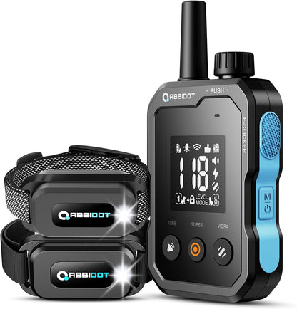 ABBIDOT Shock Collar - 4500ft Range Dog Training Collar with Remote, Super Mode, E-Clicker, Night Light, Safety Lock, Waterproof & Rechargeable E Collar for Small Medium Large Dogs (Black, 2 Collars) - PuriLite