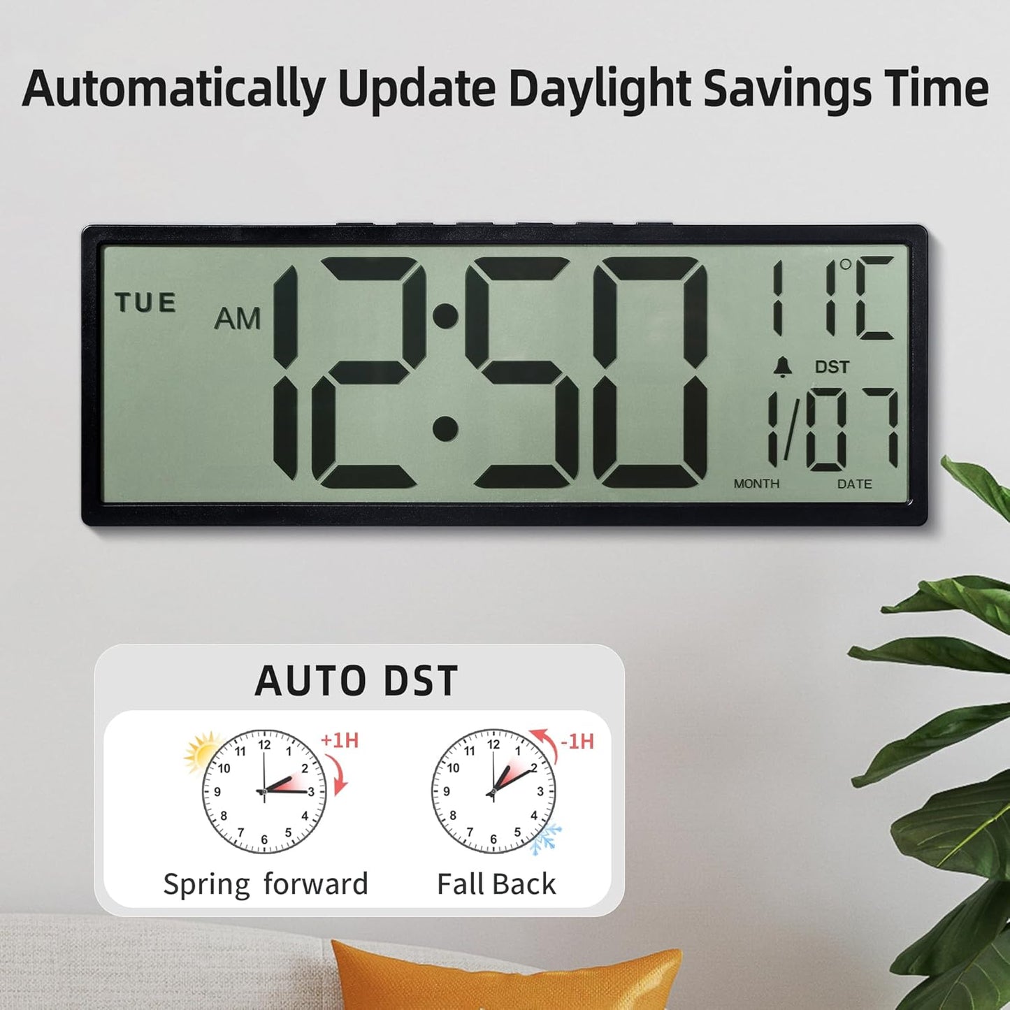 Purilite Select 15.5" Large Digital Wall Clock - PuriLite