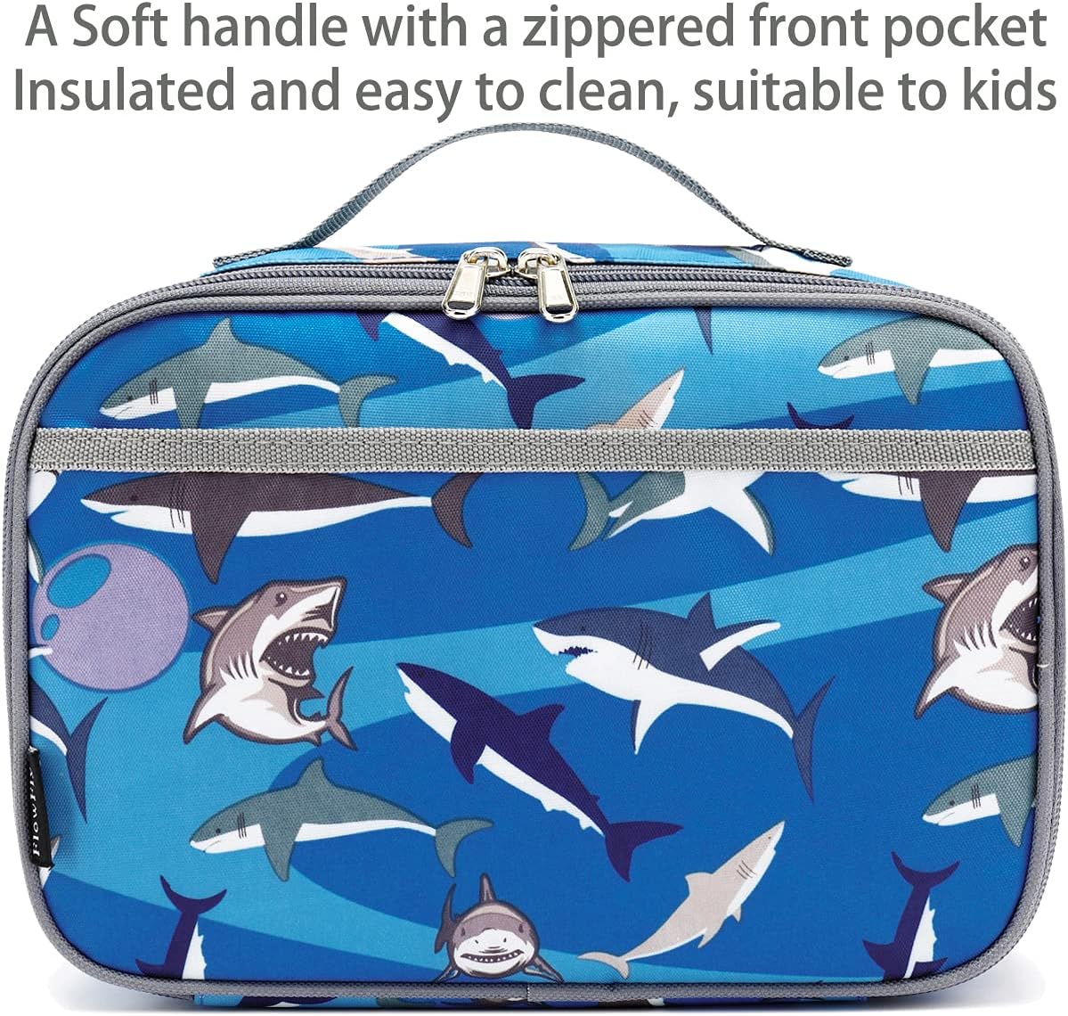 FlowFly Kids Lunch Box Insulated Soft Bag Mini Cooler Back to School Thermal Meal Tote Kit for Girls, Boys, Black - PuriLite