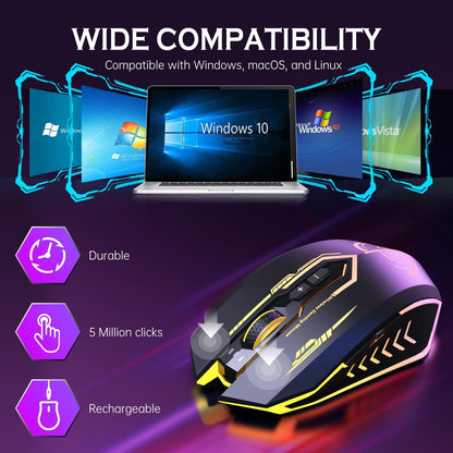 Wireless Gaming Mouse Up to 10000 DPI, UHURU Rechargeable USB Wireless Mouse with 6 Buttons 7 Changeable LED Color Ergonomic Programmable MMO RPG for PC Laptop, Compatible with Windows Mac - PuriLite