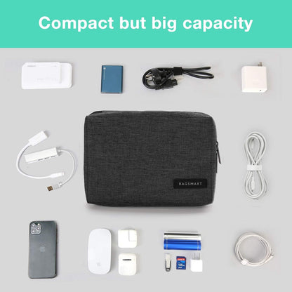 BAGSMART Electronic Organizer, Travel Cable Organizer Double Layer Electronics Accessories Cases Portable for Tablet 7.9", USB Drive, Cords, Black - PuriLite