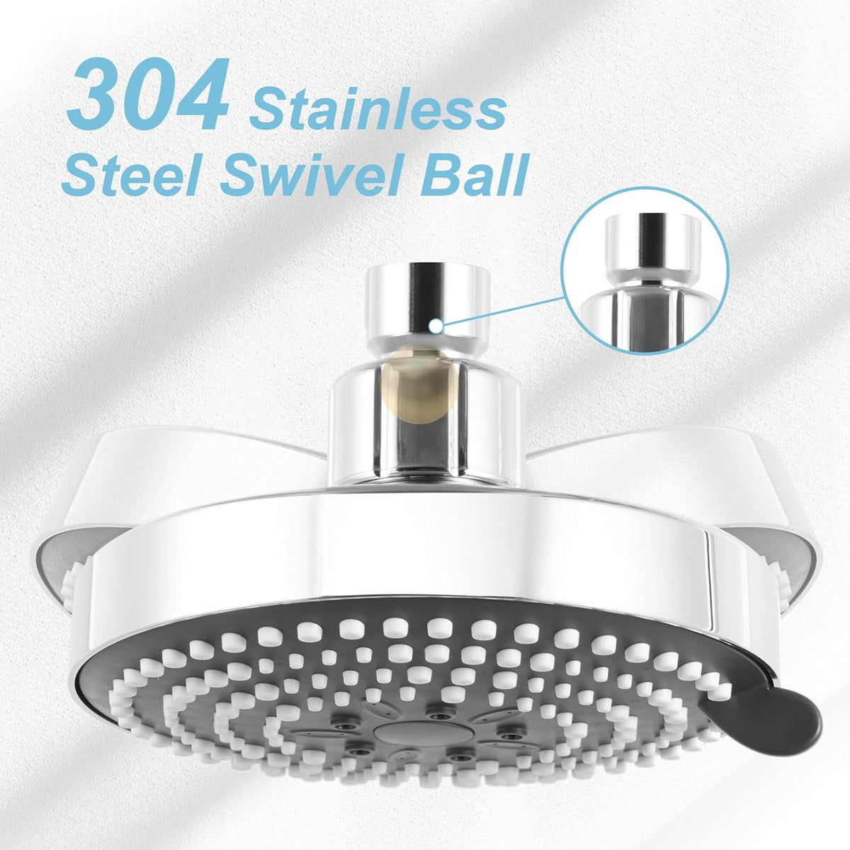 OFFO Shower Head, High Pressure Shower Head with 6 Mode, Fixed Showerheads for Strong Water Flow & Relaxing Shower Experience, Chrome - PuriLite